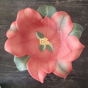 Poinsettia pillar candle holder set of 3